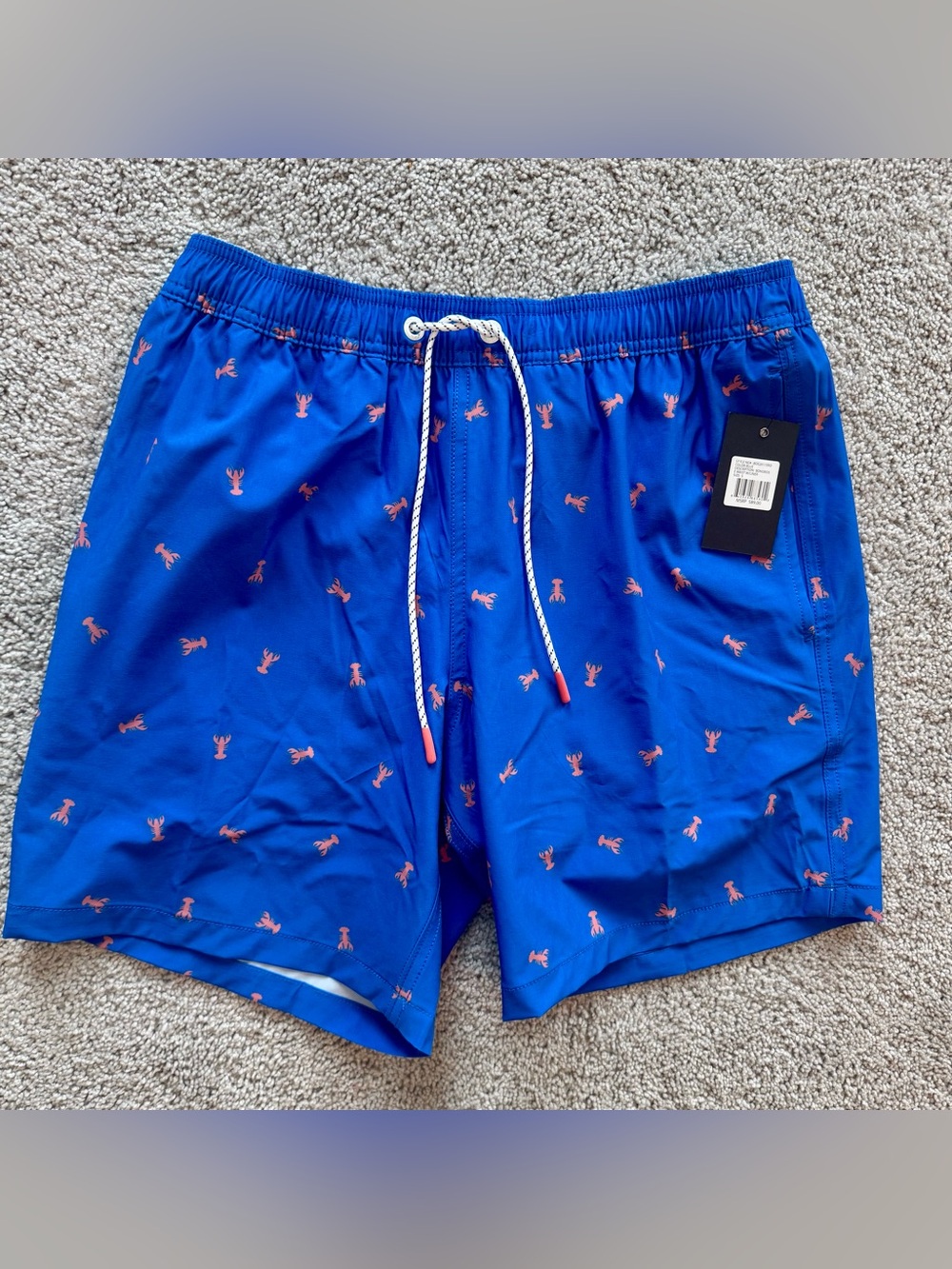 Bonobos Men’s Small Blue W/lobster Pattern Small 7in Inseam Swim Trunks. NWT